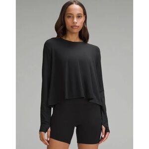 NWT Lululemon Black Modal Relaxed-Fit Lounge Long Sleeve Top Womens 10 NEW